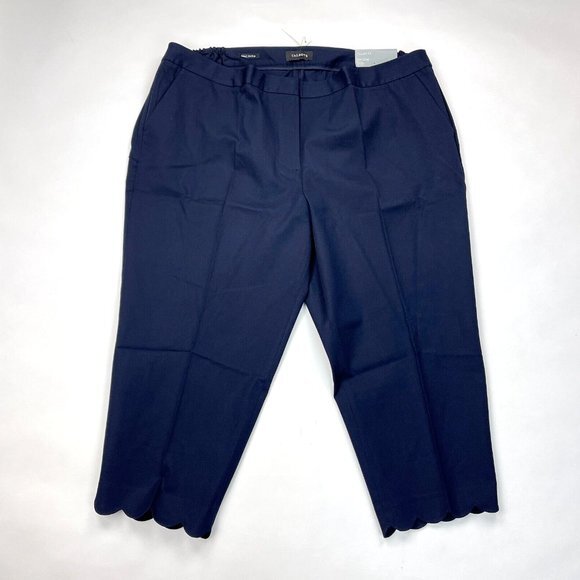 Talbots Slim Crop Pants Women 24W NWT $99 Stretch Cotton Elastic Waist Scallop - Picture 1 of 12